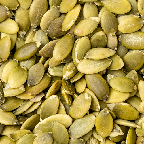 Close-up of Organic Fiber & Digestion Blend showcasing mixed seeds and prebiotic fibers on a white background