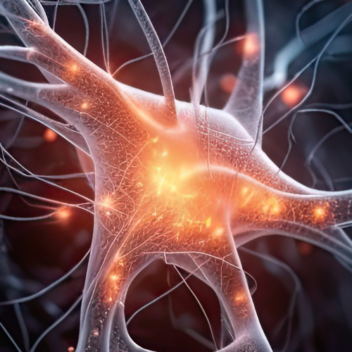 Illustration of firing neurons representing L-Tyrosine supplement supporting mental focus and neurotransmitter response