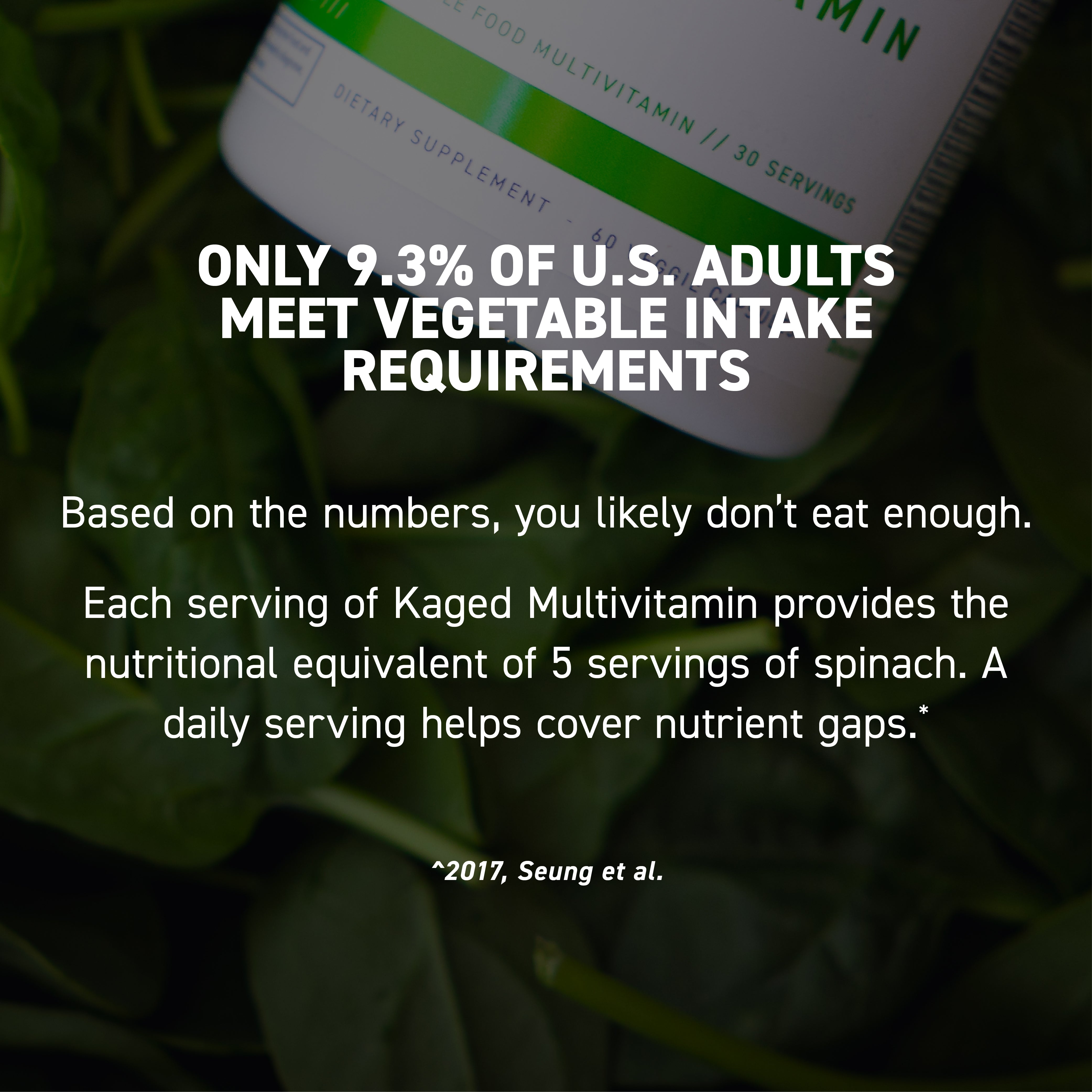 Banner showing only 9.3% of U.S. adults meet vegetable intake requirements